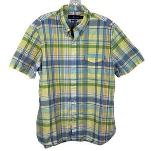 Ralph Lauren Men's Large Beach Twill Plaid Short Sleeve Button Down Shirt